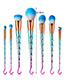 Trendy Green+pink Flame Shape Decorated Foundation Brush(7pcs)