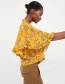 Fashion Yellow Flowers Pattern Decorated Simple Blouse