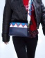 Fashion Dark Blue Wave Shape Pattern Decorated Shoulder Bag