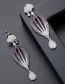 Fashion Pink+white Full Diamond Decorated Hollow Out Earrings