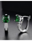 Fashion Green Diamond Decorated U Shape Earrings