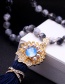 Fashion Dark Blue Tassel&gemstone Decorated Long Necklace
