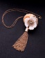 Fashion White Flower&tassel Decorated Long Necklace