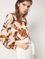Fashion Multi-color Leaf Pattern Decorated Long Sleeves Blouse