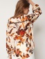 Fashion Multi-color Leaf Pattern Decorated Long Sleeves Blouse
