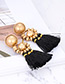 Fashion Black Beads Decorated Tassel Earrings