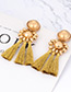Fashion Pink Beads Decorated Tassel Earrings