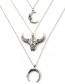 Fashion Silver Color Moon&bullhead Pendant Decorated Necklace