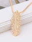 Fashion Gold Color Leaf Pendant Decorated Necklace