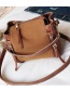 Fashion Green Double Zippers Decorated Pure Color Bag