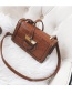 Fashion Dark Brown Triangle Shape Buckle Decorated Shoulder Bag