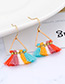 Fashion Multi-color Triangle Shape Design Tassel Earrings