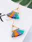Fashion Pink+purple Triangle Shape Design Tassel Earrings