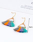 Fashion Pink+purple Triangle Shape Design Tassel Earrings