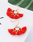 Fashion Yellow Round Shape Decorated Tassel Earrings