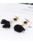 Elegant Black Flower Shape Decorated Earrings