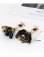 Elegant Black Flower Shape Decorated Earrings