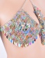 Sexy Silver Color Off-the-shoulder Design Paillette Decorated Bikini