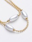 Elegant Gold Color+white Double Layer Design Pearl Decorated Necklace