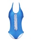 Sexy Blue Grids Pattern Decorated Hollow Out Swimwear