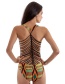 Sexy Multi-color Stripe Pattern Decorated Backless Swimwear