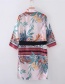 Fashion Multi-color Leaf Pattern Decorated Long Sleeves Smock