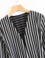 Fashion Black Stripe Pattern Decorated V Neckline Windbreaker