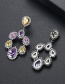 Fashion Yellow+purple Water Drop Shape Diamond Decorated Earrings
