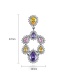 Fashion Yellow+purple Water Drop Shape Diamond Decorated Earrings