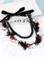 Fashion Black Full Diamond Decorated Double Layer Necklace