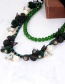 Fashion Green Full Diamond Decorated Double Layer Necklace
