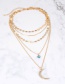 Fashion Gold Color Moon Shape Decorated Multi-layer Necklace