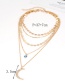 Fashion Gold Color Moon Shape Decorated Multi-layer Necklace