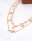 Fashion Gold Color Full Diamond Decorated Double Layer Necklace