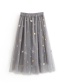 Fashion Gray Embroidery Design Simple Skirt