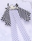 Fashion White+black Grid Pattern Decorated Bowknot Brooch