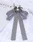 Fashion White+black Grid Pattern Decorated Bowknot Brooch