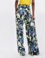 Fashion Black Flowers Pattern Decorated Wide-legs Pants