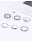 Fashion Silver Color Flowers Decorated Pure Color Ring(6pcs)