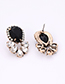 Fashion Black Full Diamond Decorated Hollow Out Earrings