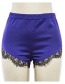 Fashion Blue Lace Decorated High-waist Shorts