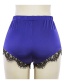 Fashion Blue Lace Decorated High-waist Shorts