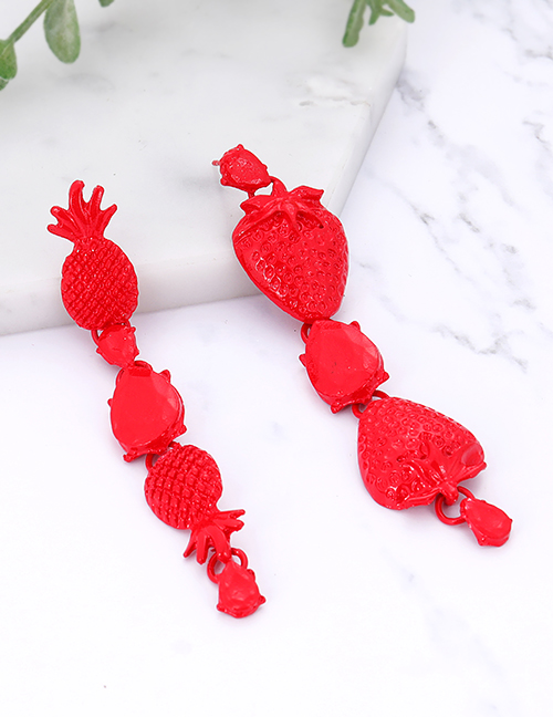 Fashion Red Strawberry Shape Decorated Earrings
