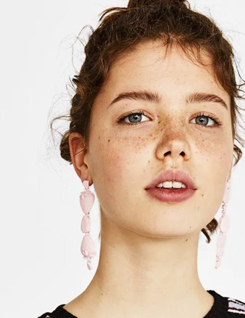Fashion White Strawberry Shape Decorated Earrings