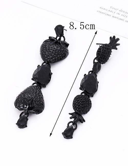 Fashion Black Strawberry Shape Decorated Earrings