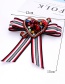 Elegant Red Heart Shape Decorated Bowknot Brooch