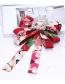 Elegant Red Flower Pattern Decorated Bowknot Brooch