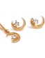 Fashion Gold Color Moon Shape Decorated Earrings (6 Pcs )