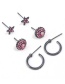 Fashion Pink Star Shape Decorated Earrings (6 Pcs )