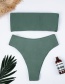 Sexy Green Pure Color Decorated Simple Swimwear(2pcs)